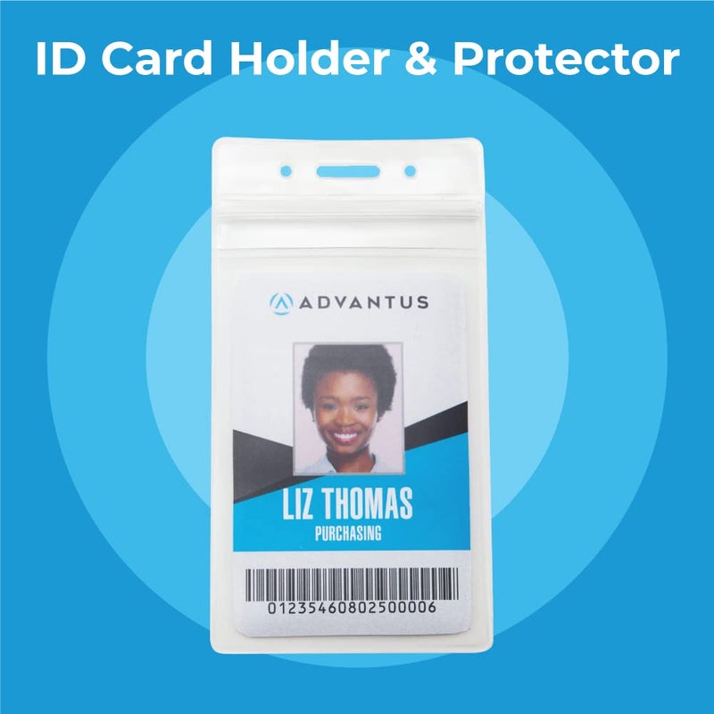 Advantus 75524 Resealable ID Badge Holder, Vertical, 2 7/8 x 4 5/16, Clear, 50/Pack - Image 2